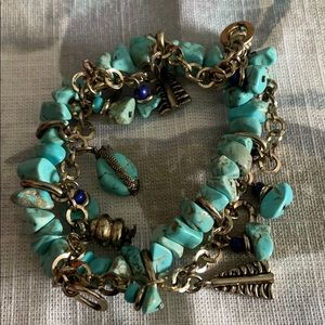 Turquoise Gold Charm Bracelet